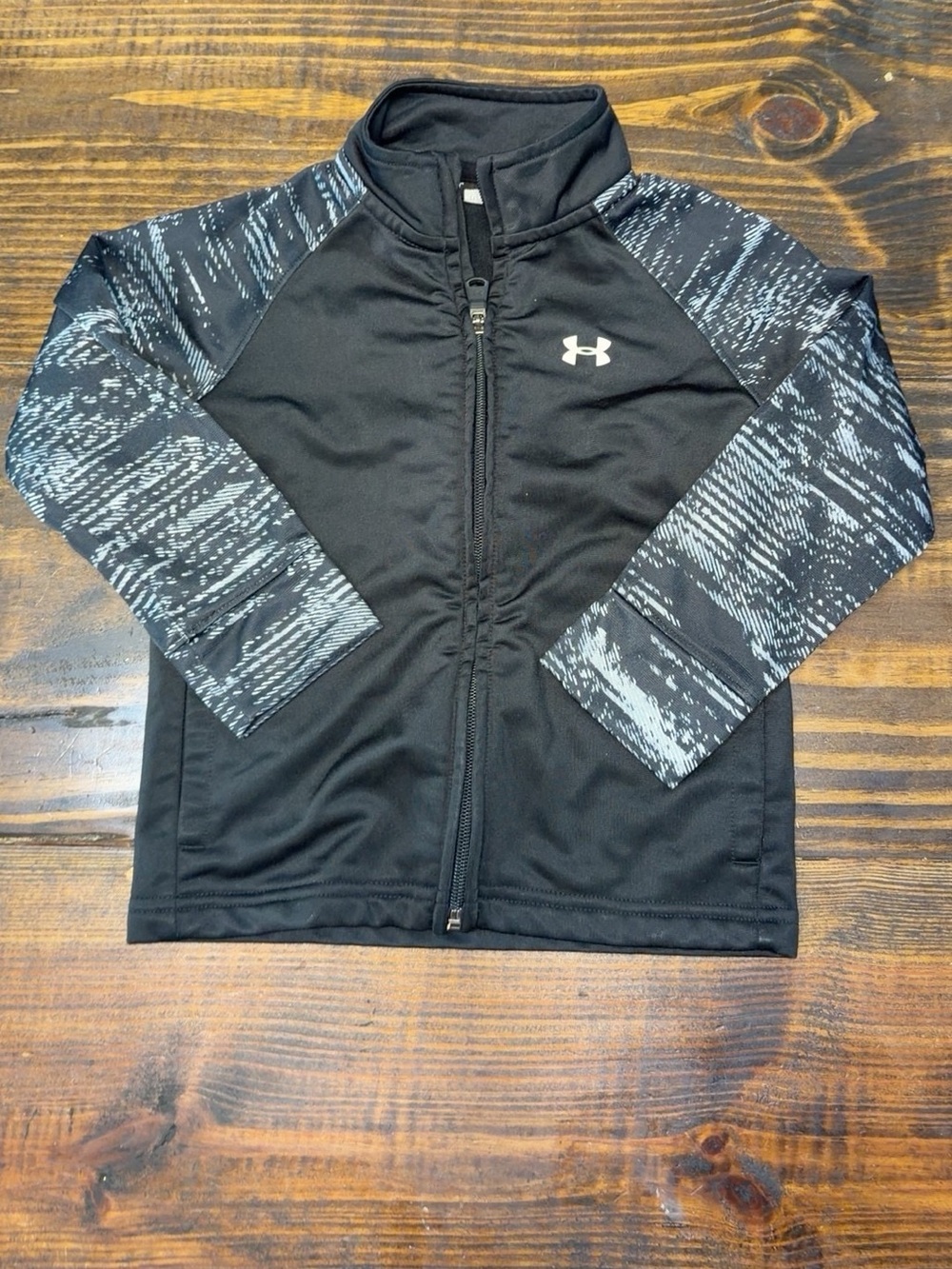 Under Armour Black and Gray Patterned Sleeve Full-Zip Jacket